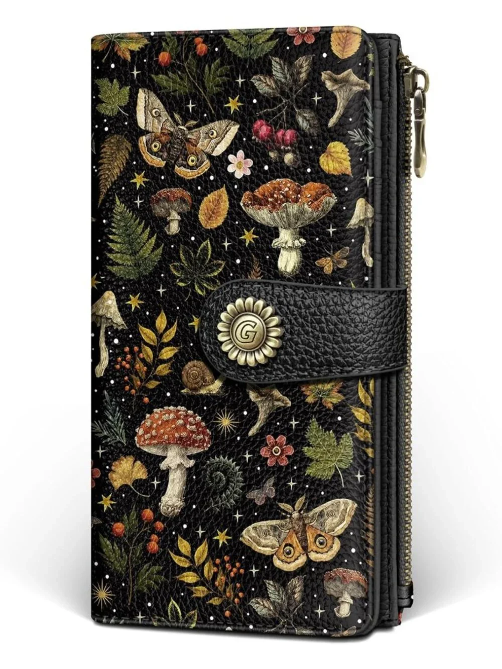Mushroom Print Women's Wallet | RFID Blocking Bifold Credit Card Holder